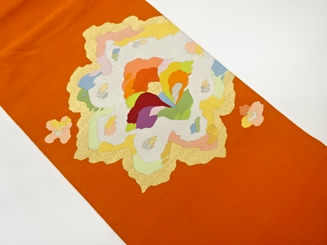 Nagoya obi with woven abstract floral pattern